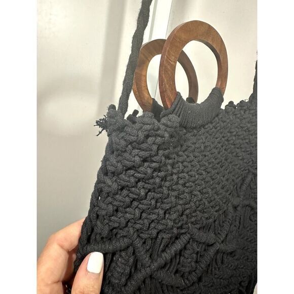 DANIELLE NICOLE Women's Hippie Bohemian Macrame Fringe Crossbody Bag Black - Picture 11 of 11